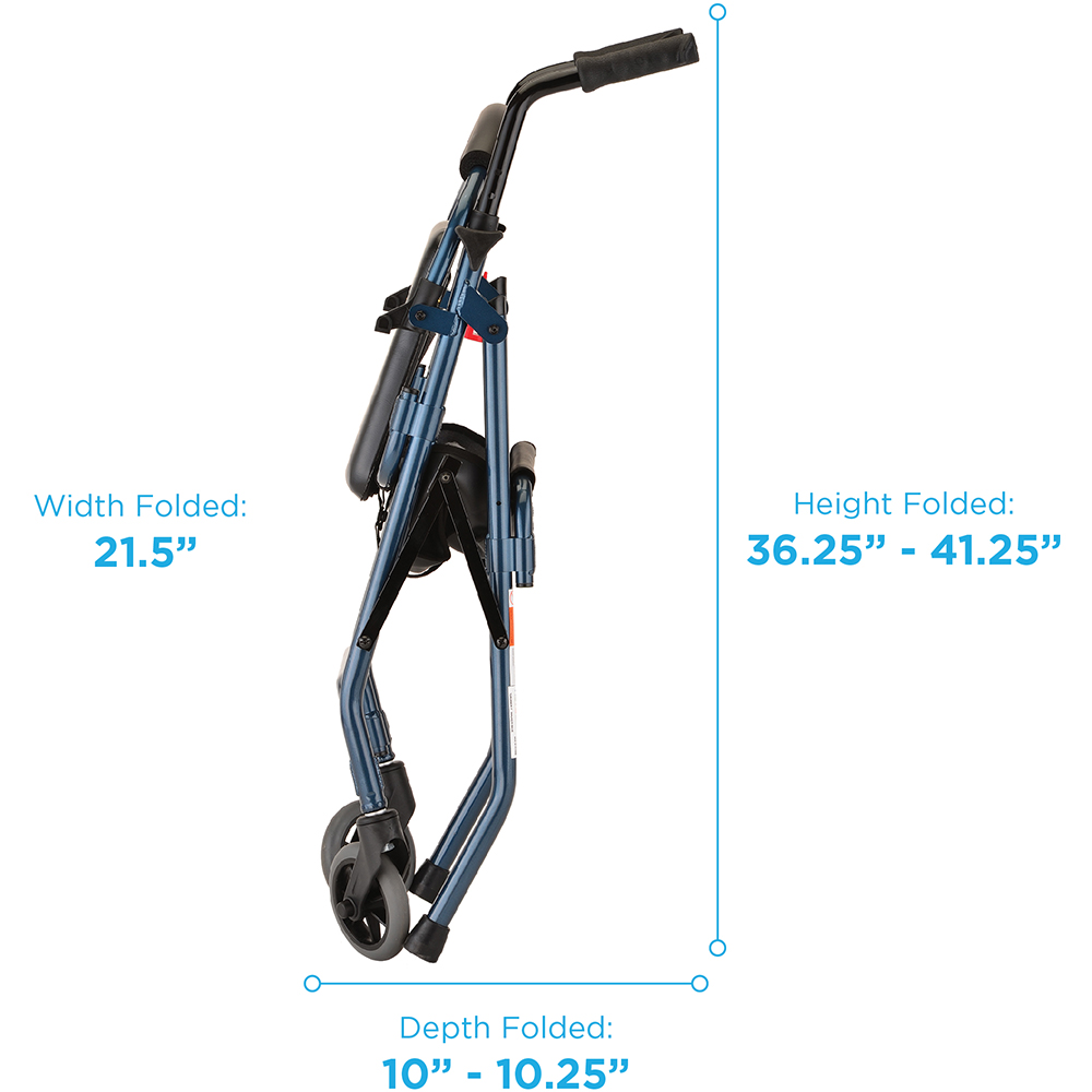 CRUISER II ROLL WLKR BLUE FOLDED DIMENSIONS